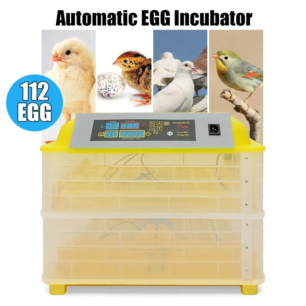 

100W 112 Eggs Electronic Digital Incubator Hatcher Double Layer Auto Incubation Chicken/Duck/Pigeon Eggs Incubator 110V/220V