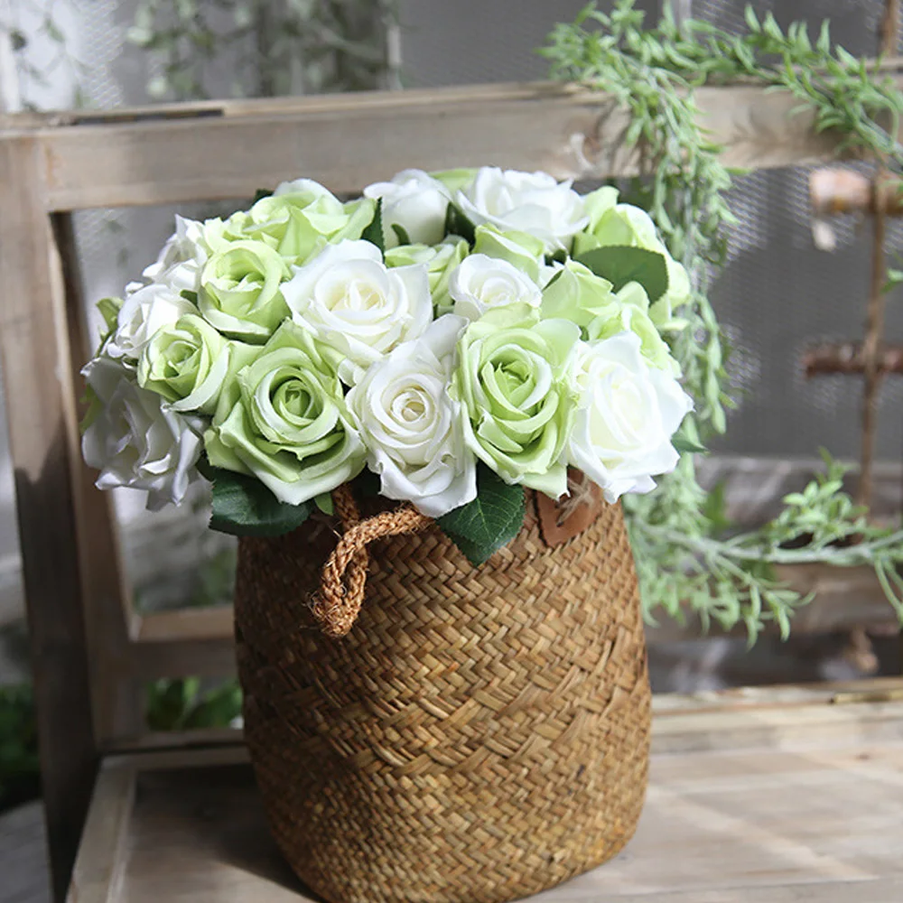 

Artificial Flowers Bouquet Pastoral Style Silk Rose Artificial Flowers Lifelike Flower Home Wedding Office Party Decoration