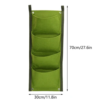 

Green Vertical Garden Planter Wall-Mounted Planting Flower Grow Bag 4 Pocket Vegetable Living Garden Home Supplies 70*30cm