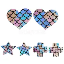 Набор из 6 пар модных женских наклеек на грудь Русалочки Одноразовые самоклеющиеся Стикини Звезда Крест Сердце подкладки бюстгальтера