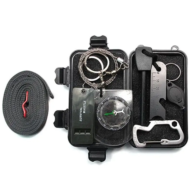 

T4 Outdoor Survival Kit Set 8 in 1 Camping Travel Multifunction First Aid SOS EDC Emergency Supplies 135*80*40mm lightweight