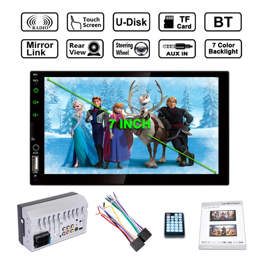 

7" 2DIN Car Stereo Radio Player HD In Dash Touch Screen Bluetooth MP5 Player Support FM/MP5/USB/AUX Car Electronics