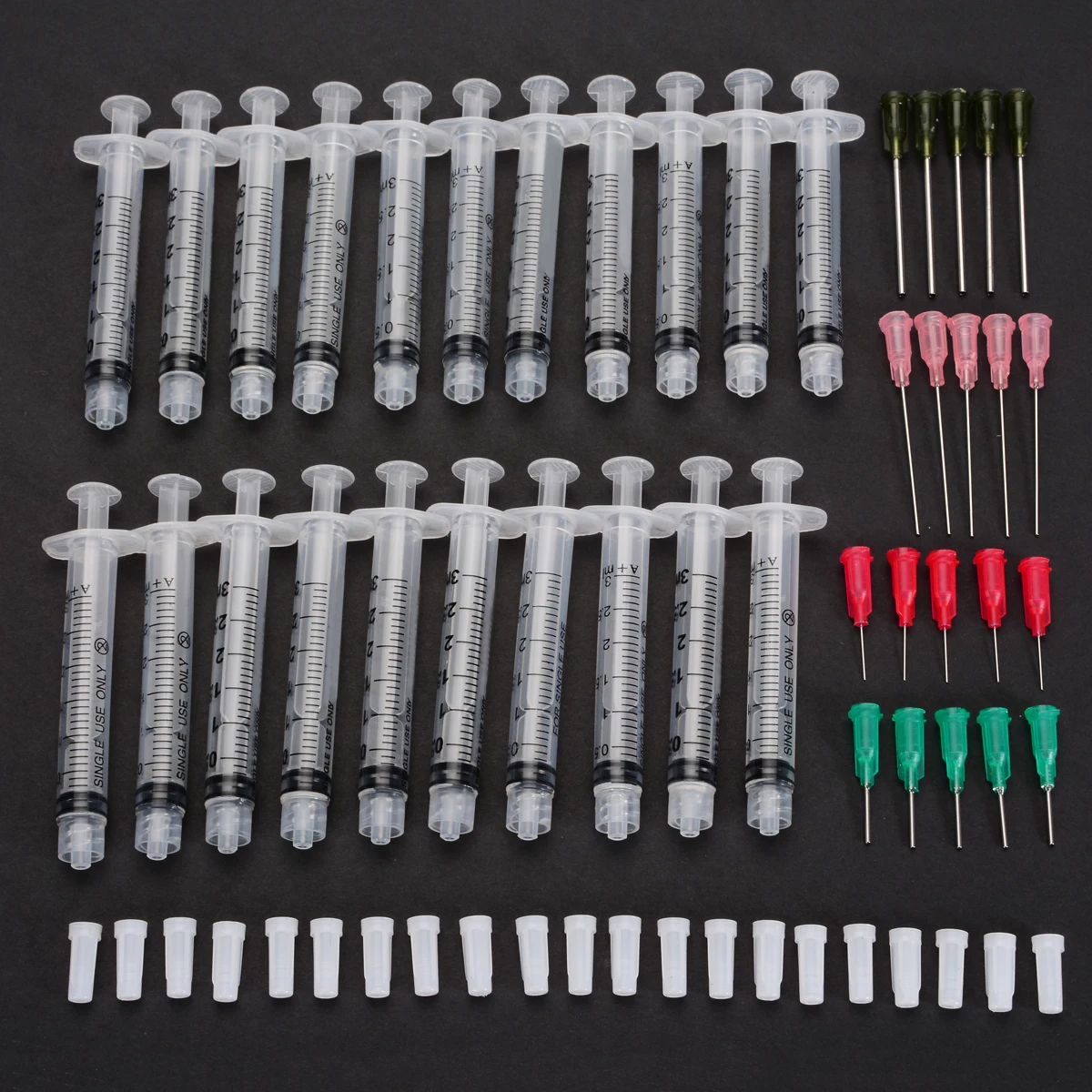 

20pcs 3ml Luer Lock Refill Syringes + 20pcs Blunt Tip Needles + 20pcs Caps Measuring Syringe Tool for Experiments Handcrafts