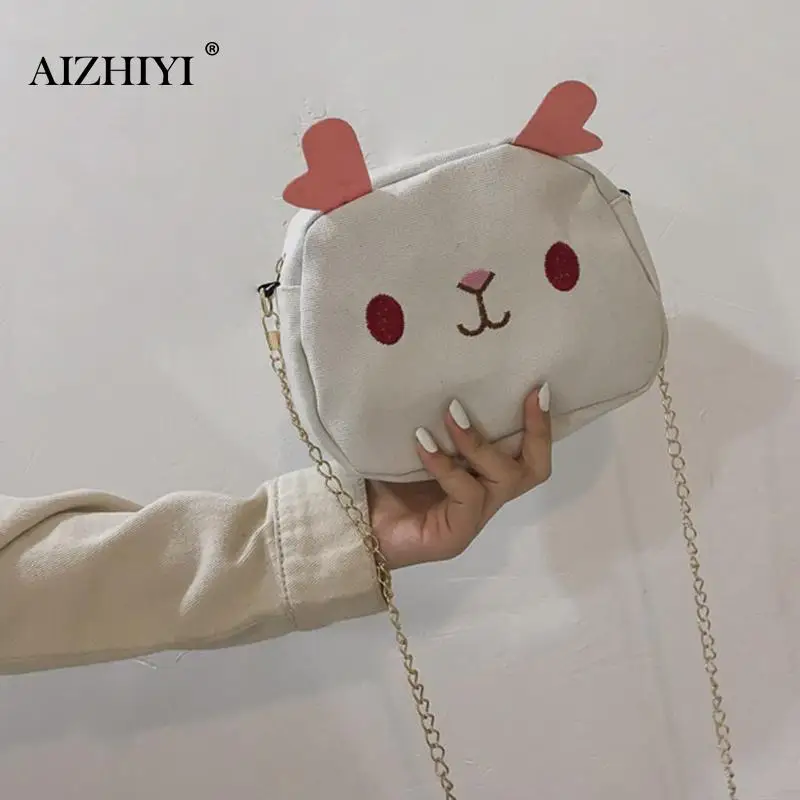 

Cute Cartoon bear shoulder bags Canvas Girls Shoulder Bags Crossbody Messenger Women Casual Chain Handbags Girls school bags