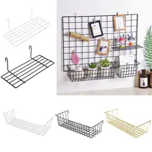 Wall Decoration Iron Frame Hanging Rack Wall Display Storage Box Multifunction Mesh Wire Metal Wall Shelf Organizer Stroge