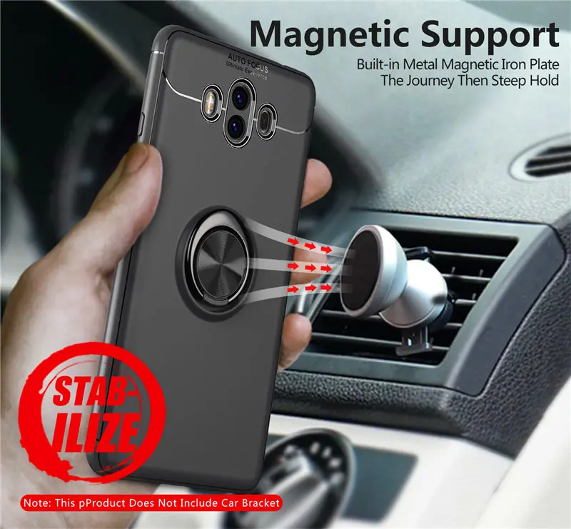 

Case For Huawei Mate 10 Pro Mate10 Cover Silicon Case For Huawei Mate 10 Pro Mate10Pro Soft TPU Case Magnetic Car Holder Ring