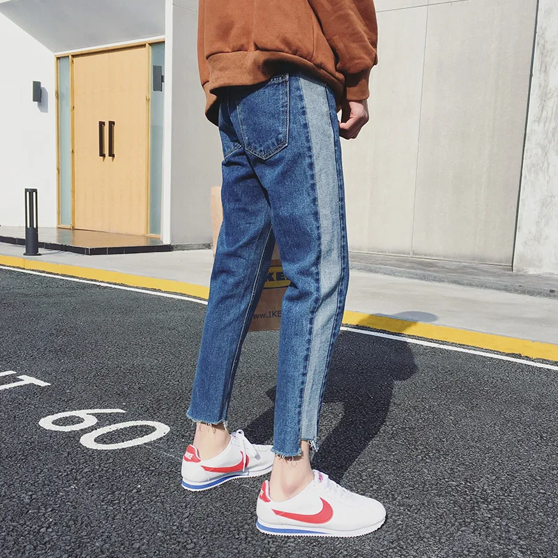 Summer Jeans Men Slim Fashion Washed Solid Color Casual Denim Pants Man Trend Wild Streetwear Hip Hop Trousers Male Clothes