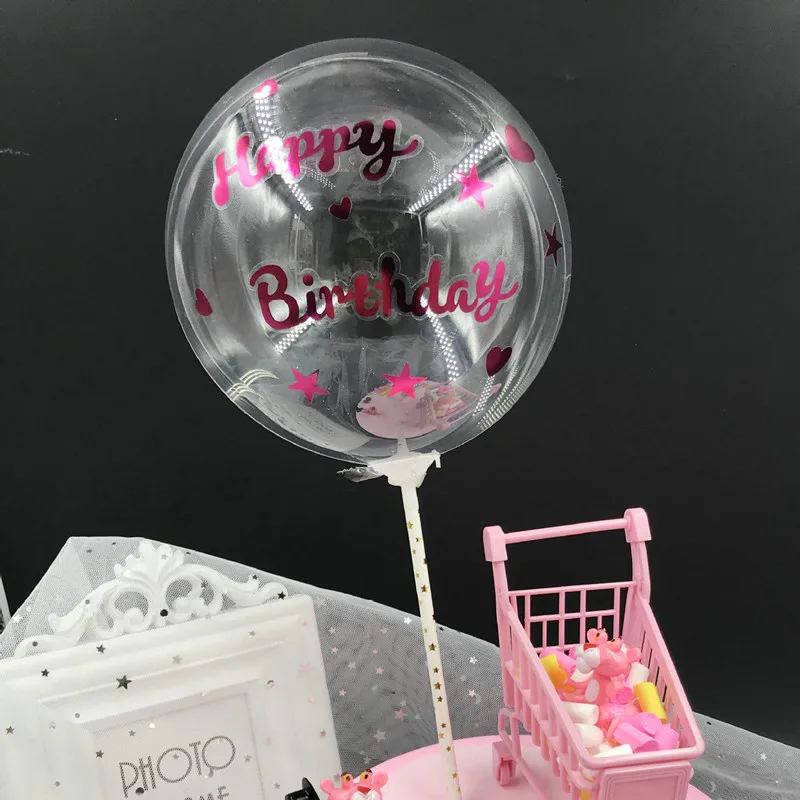 DIY Gold Letter Happy Birthday Clear Helium Balloon PVC Inflatable Air Balloon for Wedding Birthday Party Baby Shower Decoration