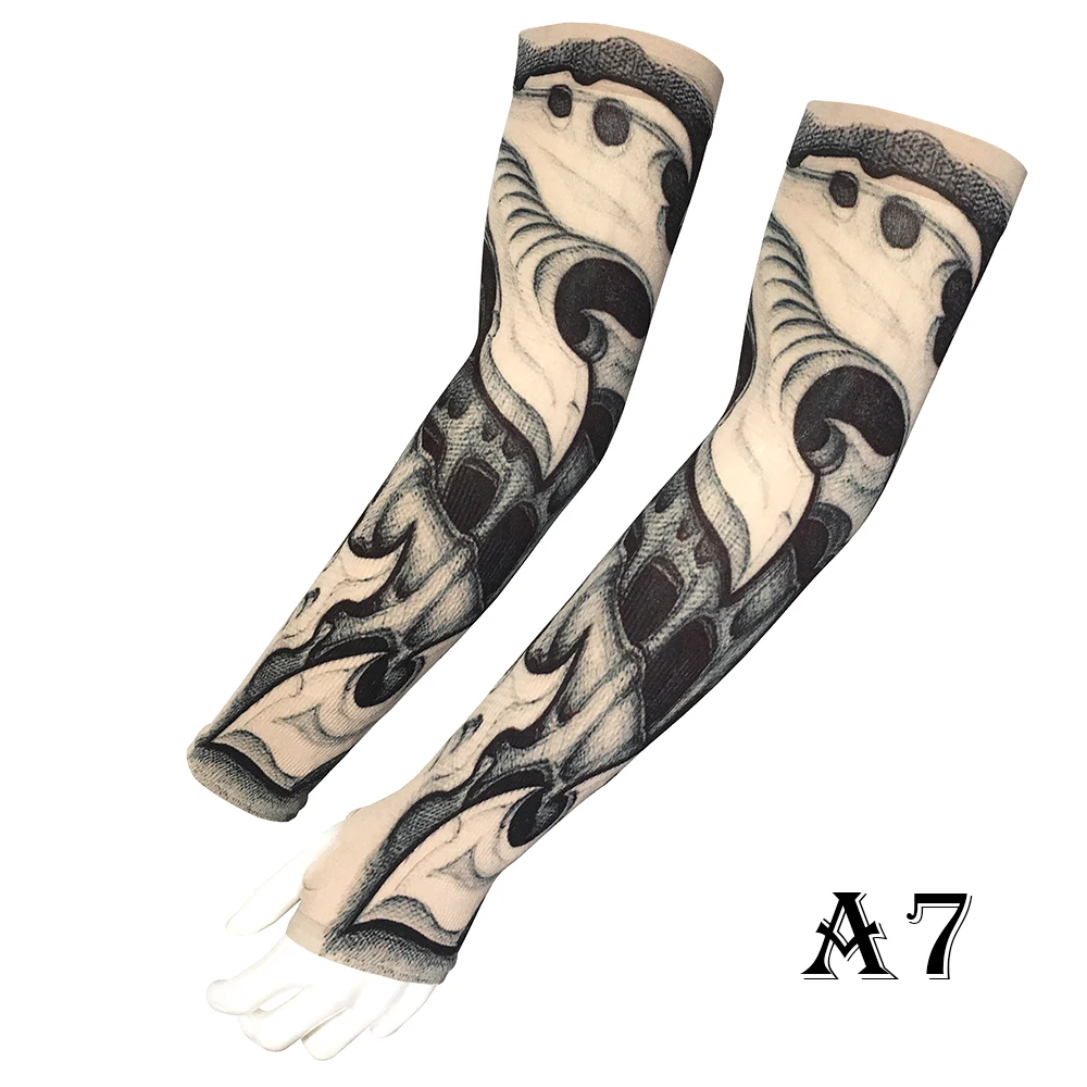 2 шт. (1 пара) Татуировка рукава Поддельные Временные татуировки рука Sunproof Art Half Finger