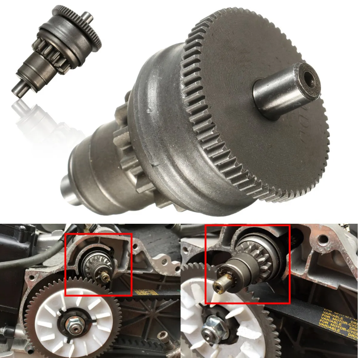 

Chrome Starter Motor Clutch Gear Assembly For GY6 49cc 50cc 139QMB Scooter Mopeds ATV