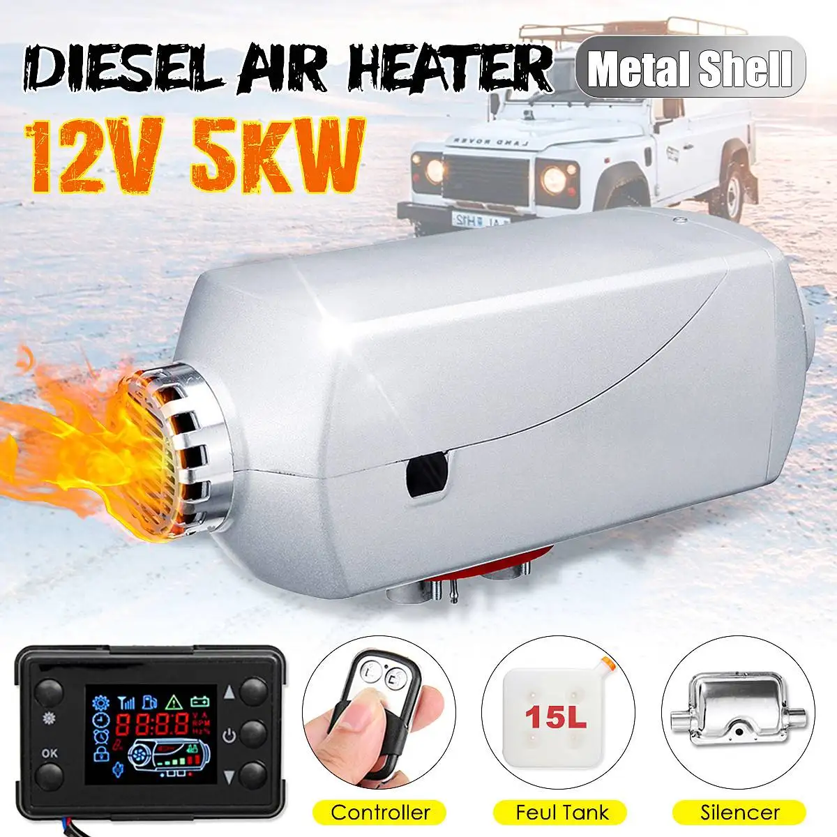 

12V 5KW Diesels Air heater LCD Display Car Parking Heater 15L Tank Queit With Remote Control For Truck Bus Boat RV Car heating
