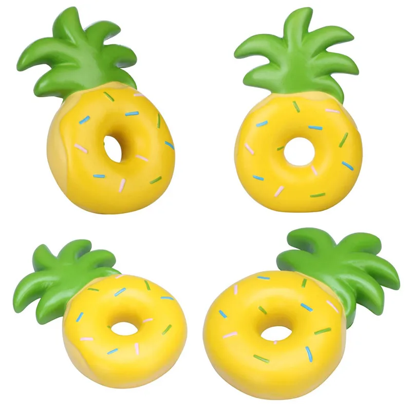 Kawaii милая игрушка с фруктами, мягкая, медленно поднимающаяся, мягкая, с ананасовым пончиком, 16 см, кремовый, ароматизированный, Сжимаемый, тортик, хлеб, детские игрушки для детей
