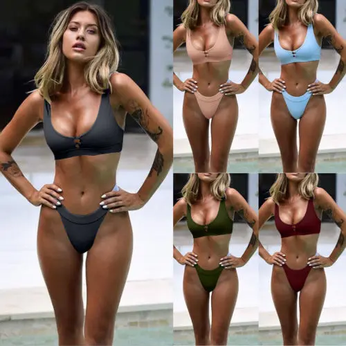 

ITFABS New Womens 2 Pcs Swimsuit Beachwear Swimwear Push-up Padded Bra Bikini Bathing Size S-XL