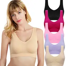 Для женщин Спортивная Фитнес Йога бюстгальтер высокая стрейч дышащий Топ Дамы Твердые мягкий цвет бег тренажерный зал бесшовные укороченный