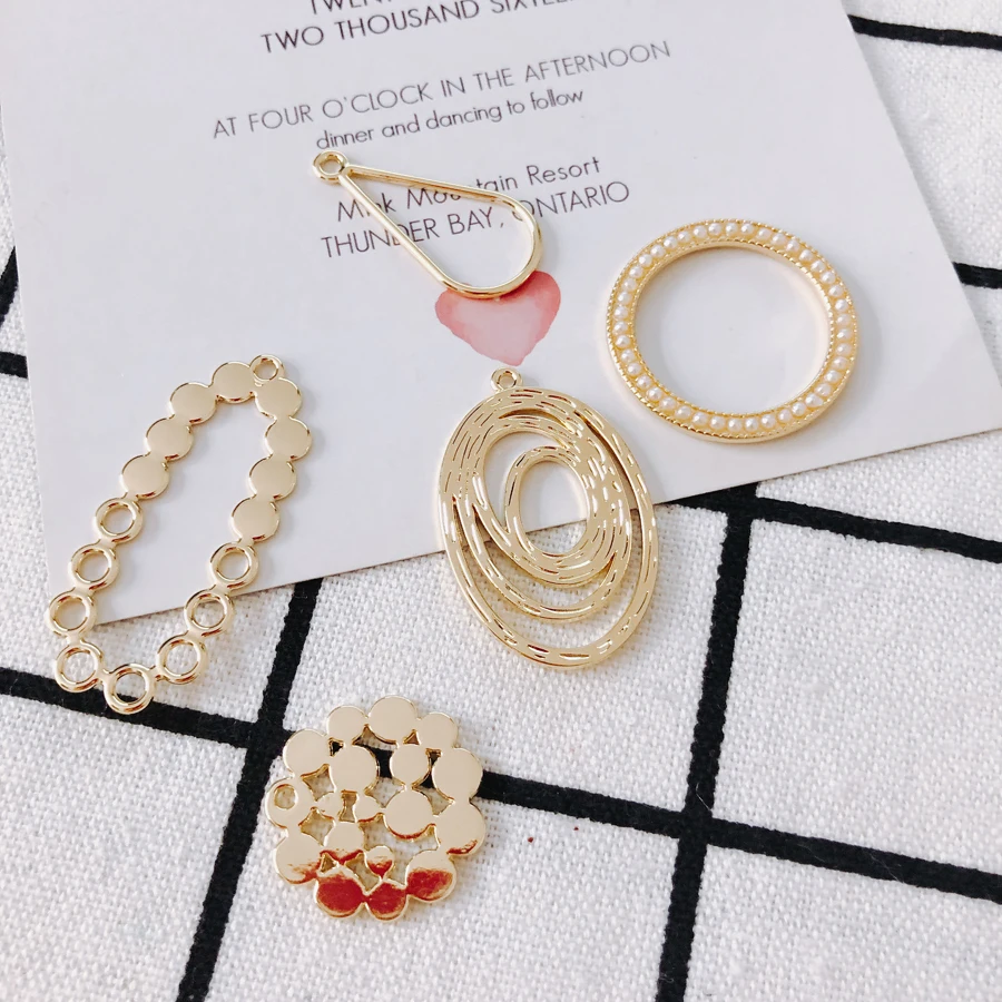 

KC Gold Plated Earring Accessories Metal Charms Pendant Eardrop Components Necklace Diy Making Material Jewelry Finding2pcs
