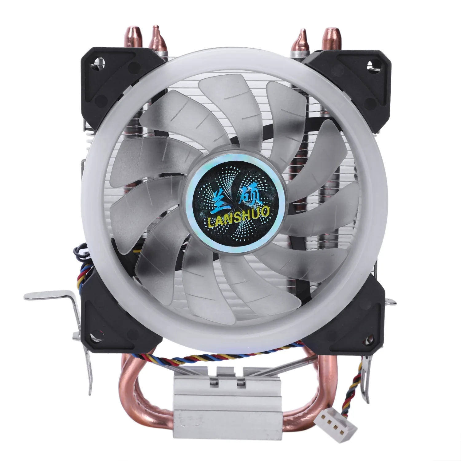 

Lanshuo Led Pure Copper 2 Heat Pipe For 1366 1155 775 Intel/Amd Multi-Platform Cpu Radiator 4 Wire With Light(Five Colors)