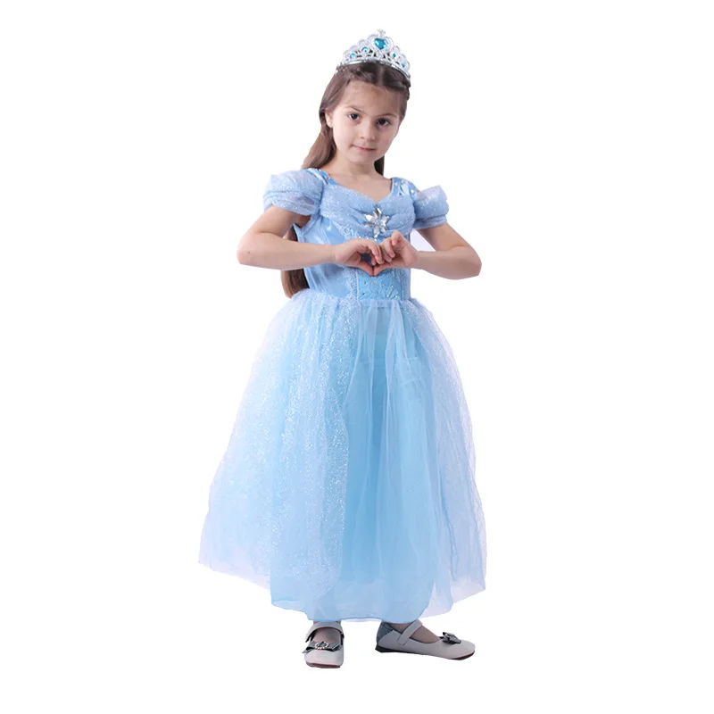 

Girl Cinderella Dress Costume Cosplay Kids Movie Princess Child Dress Up Clothes Halloween Costume For Kids Party Clothing