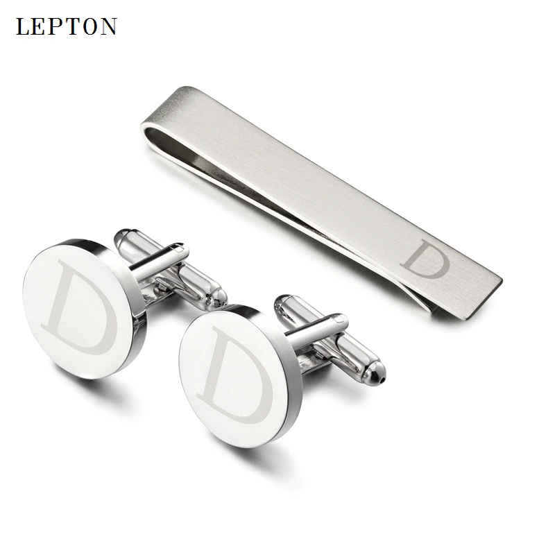 

Lepton Letters Cufflinks & Tie Clips Set Silver Color Letters Of An Alphabet D Cufflinks For Mens Shirt Cuffs Cufflink Gemelos