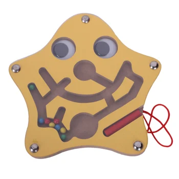 

Children'S Magnetic Toys Children'S Wooden Puzzle Game Toys Early Education Brain Teasers Wooden Magnetic Maze Pens Beads Toys