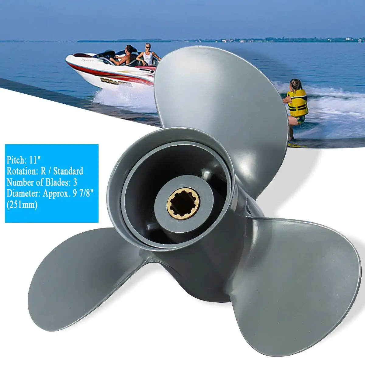 

Boat Outboard Propeller 9 7/8 x 11 Aluminum Alloy For Honda 25-30HP 58130-ZV7-011AH 11" 3 Blades Ship Vessel