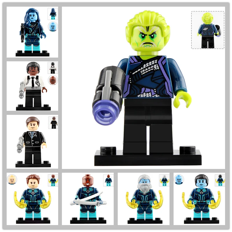 LegoING Super Heros капитан Марвел минифигурный Erva Skrull Ник фури Коулсон Брон рогг