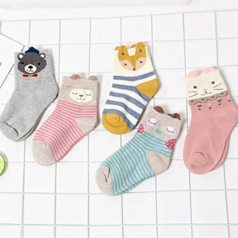 

2019 Winter New Style Korean-Style Children Socks Stereo Ears Cartoon Animal Baby Socks Wholesale