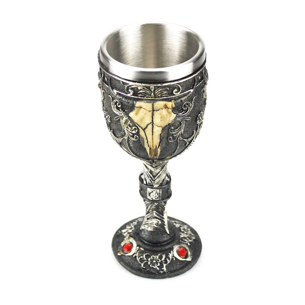 Glass Drinkware Gothic Wine Goblet Style Contain Goat Skull Viking Dragon Claw Finger Metall&Resin Wine Glass Halloween Gifts Bar Drinkware
