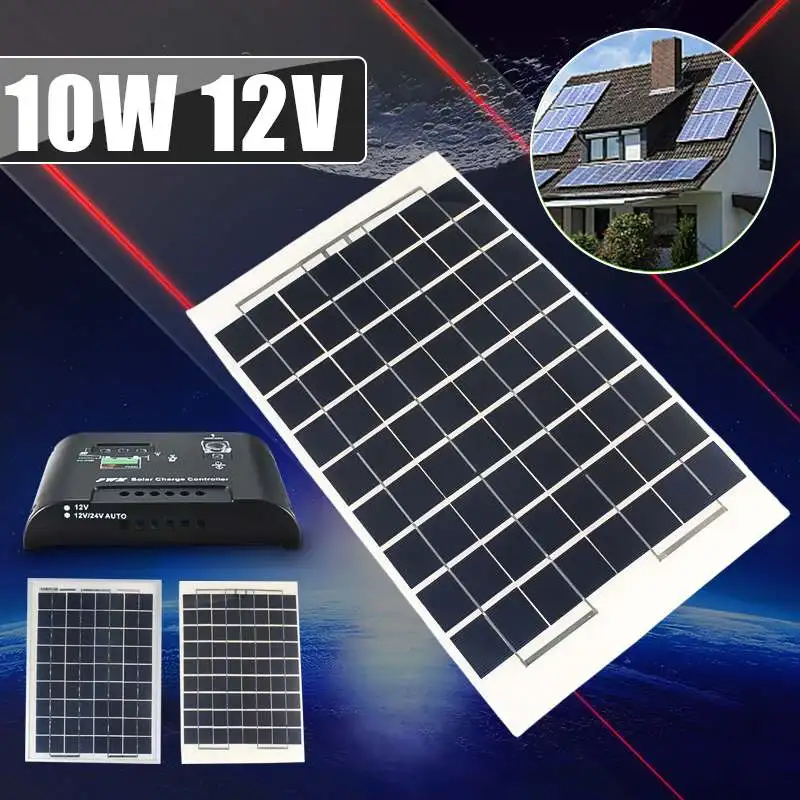 

ELfeland 10W 12V Cell Solar Panel Module Battery Charger Car Boat Camping + 4m Cable for emergency lights advertising lights