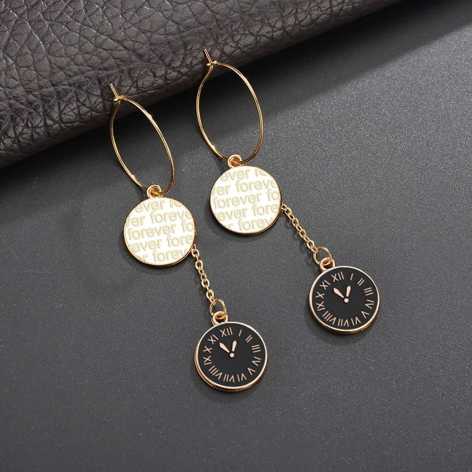 

Women Trendy Round Clock Time Forever Deisng Drop Earrings Trendy Female Drop Earrings Trendy Handmade Earring Jewelry
