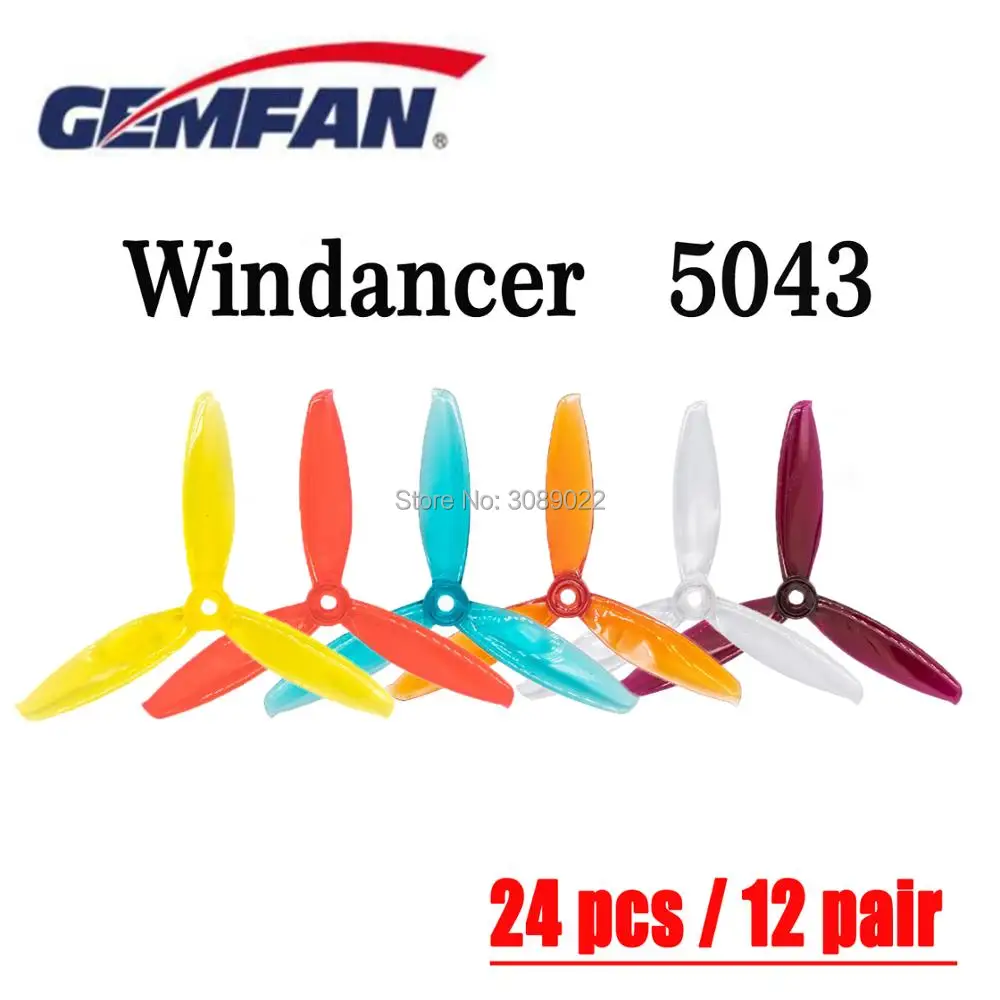 24 шт./12 пар ветрозащитный винт Gemfan 5043 пропеллер T5043C 5x4 3 дюймов PC лопастный