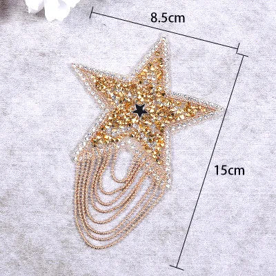 

2 pcs 8.5cm Star Patches hotfix rhinestone trim iron on rhinestones Crystal motifs applique for children women clothes patch
