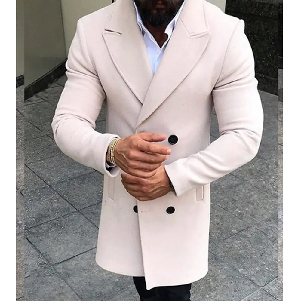 Men Jacket 2018 Warm Winter Long Wool Coats Fashion Casual