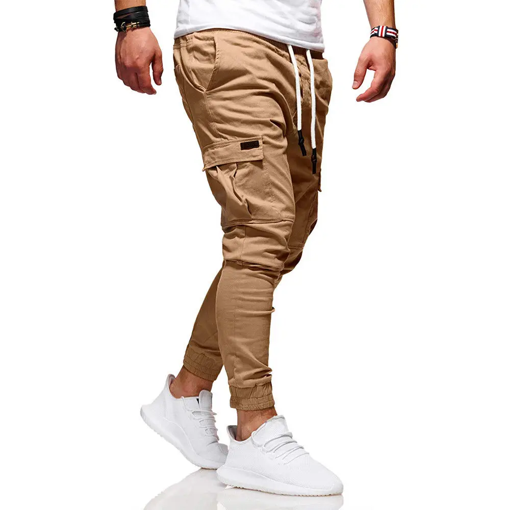 2018 Новый стиль Модные Популярные однотонные мужские Брюки с карманами для бега