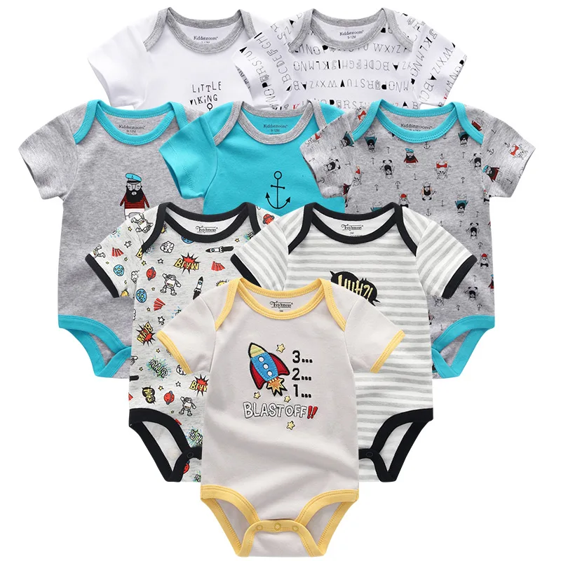 

Unisex Baby Clothes 8Pcs/lots Newborn Boy GIrl Rompers roupas de bebes Cotton Baby Jumpsuits Short Sleeve Baby Clothing