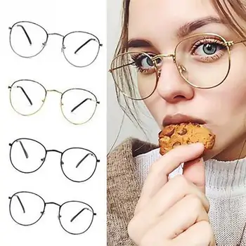 

Unisex Fashion Classic Gold Metal Frame Glasses women men Classical vintage style optical Glasses For reading