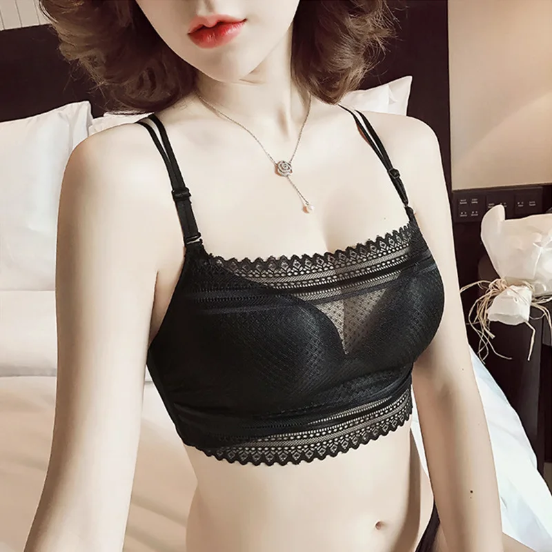 

Summer Dream Beautiful Back Bras Nothing Steel Ring Crossing Lace Sexy Woman Underwear Small Chest Gather Together