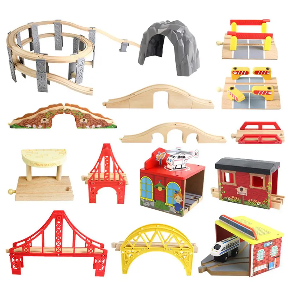 

RCtown DIY Wooden Track Tools Bridge Train Rail Track Accessories Suitable for Thomas Kids Educational Toys