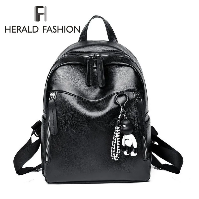 Herald Модный женский рюкзак для школы, качественная кожаная сумка для колледжа, простой дизайн, женские повседневные Рюкзаки, Mochila Sac