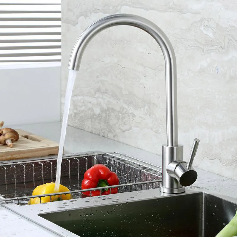 

Rotary Stainless Steel Single Handle Kitchen Sink Faucet Hot/Cold Water Tap High Quality