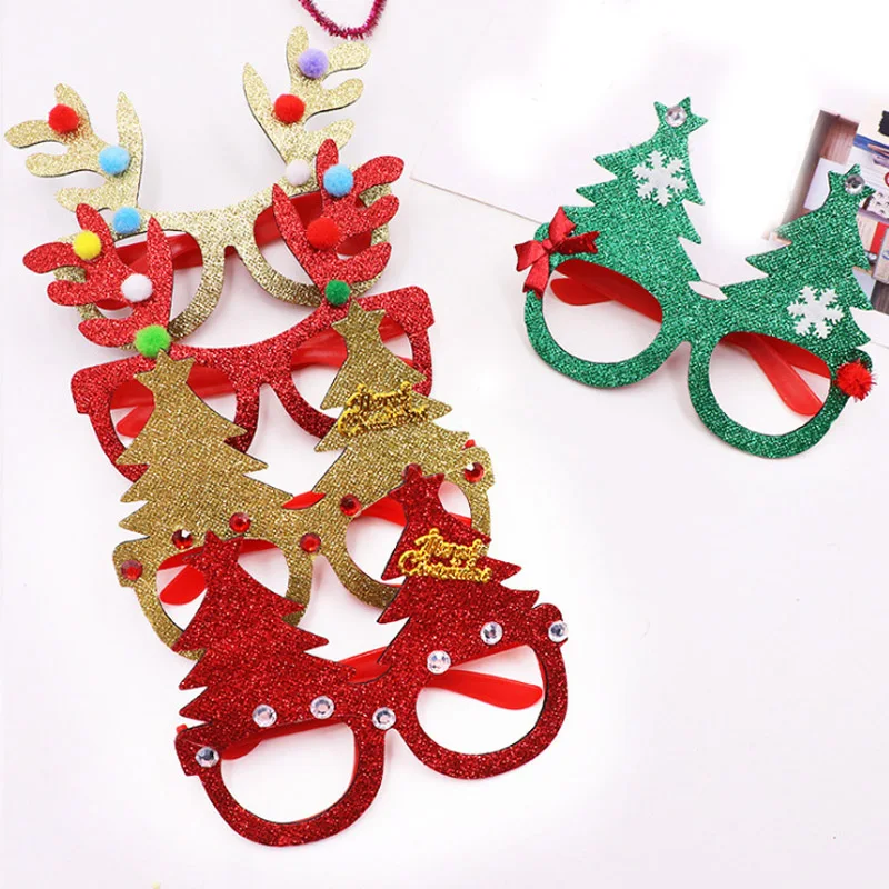 

Random Color Creative 1PCS Funny Xmas Eyeglass Frame Birthday Party Supplies Christmas Decorative Glasses Paper Children's Gifts