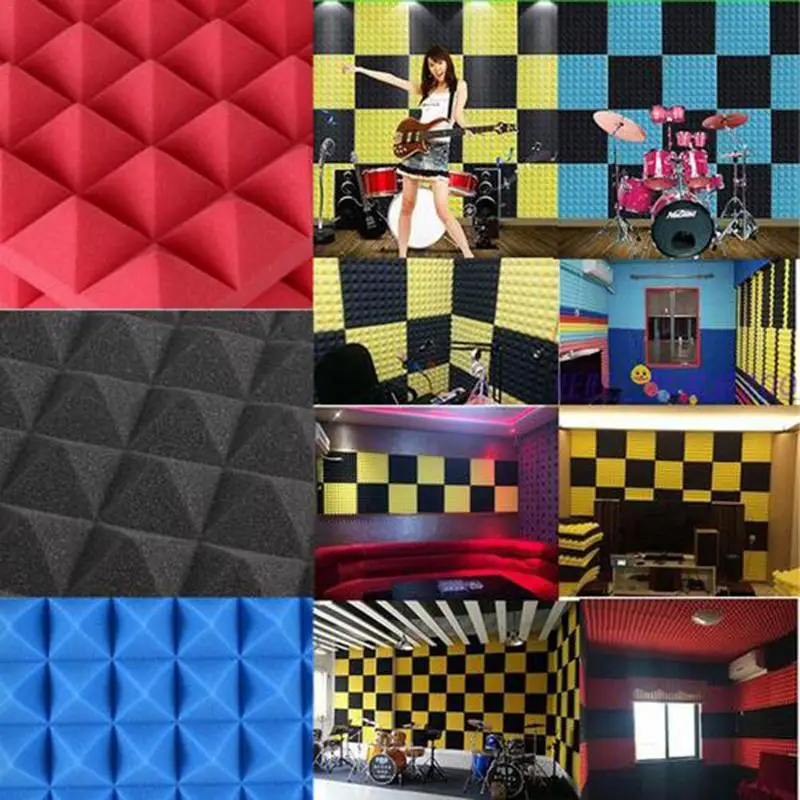 Koop 25*25 cm Akoestische Panelen Geluiddichte Muurstickers Absorptie Spons Studio Schuim Behandeling geluidsisolatie Sticker Decoratie