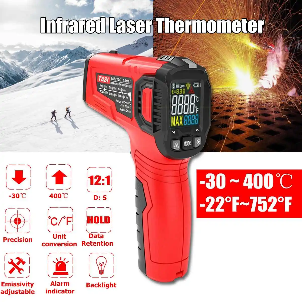 

Digital Laser Thermometer Non-Contact IR Infrared Temperature Tester Instruments