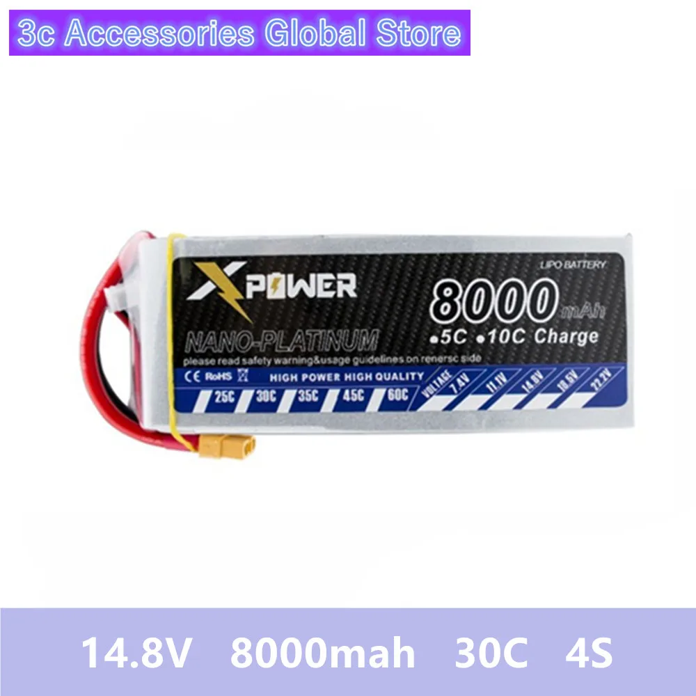 

high power 14.8v 4s 8000mah 30C max 35C Xpower Lithium batteries XT60 plug for RC Helicoptes Airplanes Drone parts VS VOK