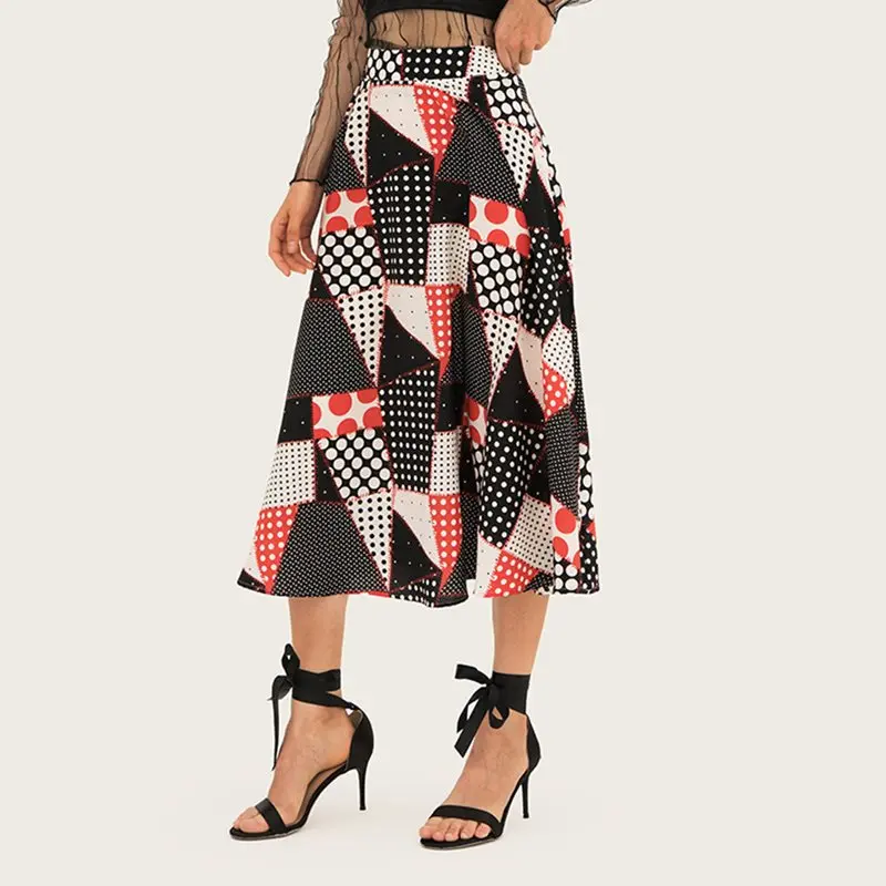 Sweet Vintage Long Skirt Casual Elegant Black Beach Boho Sexy Lady Women Aline Summer Geometric Print Female Fashion Retro Skirt Sweet Vintage Long Skirt Casual Elegant Black Beach Boho Sexy Lady Women Aline Summer Geometric Print Female Fashion Retro Skirt