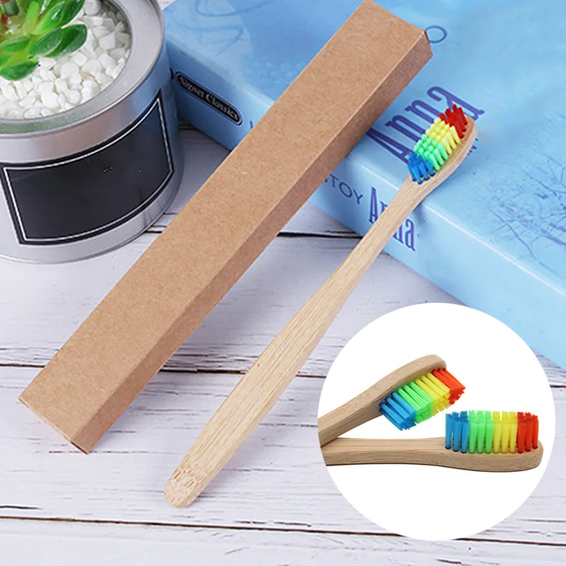 

Colorful Head Rainbow Bamboo Soft Bristle eco-friendly 1 PC Wholesale Toothbrush Oral Care health care Wooden Environment