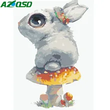 Azqsd картина Сделай Сам без рамки по номерам животное кролик акриловая живопись современный гриб домашний декор для гостиной SZGD084