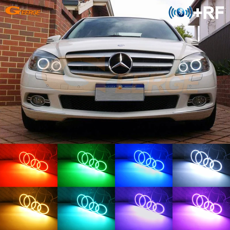 Для MERCEDES BENZ C Class W204 C204 S204 C300 C350 2007-2011 ксеноновая фара RF Bluetooth APP многоцветный RGB комплект светодиодов «глаза ангела»