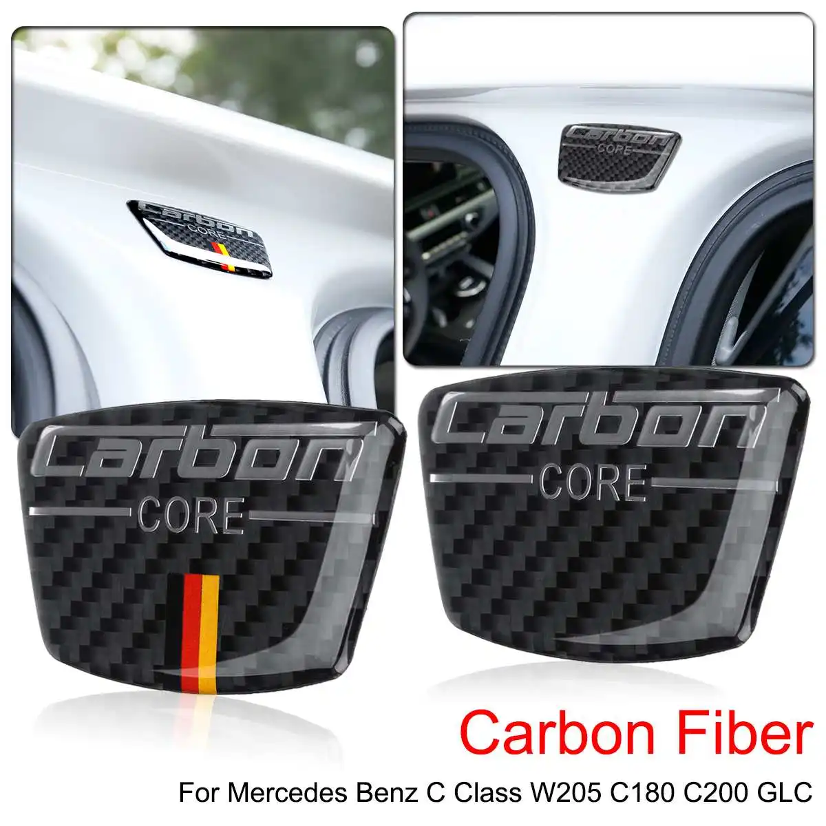 Наклейки Эмблемы автомобилей в колонке дверной ограничитель углеродного волокна Стикеры для Mercedes Benz C Class W205 C180 C200 C300 GLC