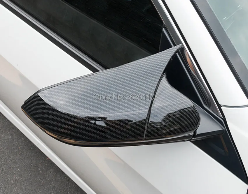

1Pair Horn Shape ABS Carbon Fiber Style Rear View Side Mirror Cover Rearview Caps Fit For Honda For Civic 2016 2017 2018