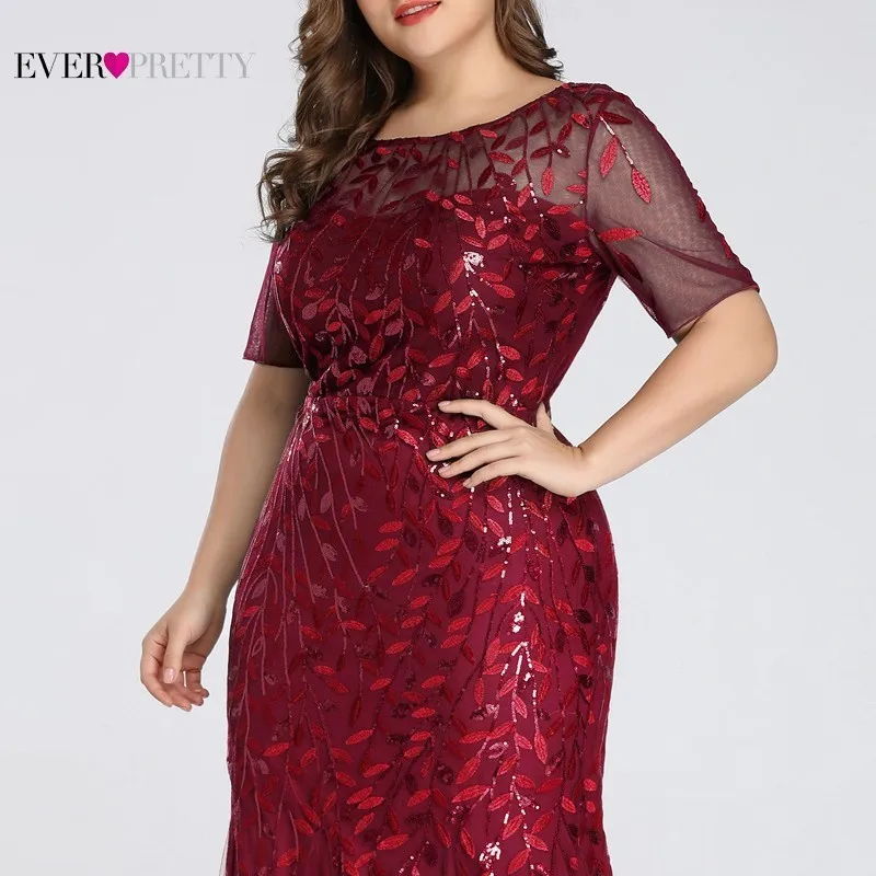 Plus Size Sequined Evening Dresses Long Ever Pretty O-Neck Half Sleeve Mermaid Abiye Sexy Elegant Party Dresses Robe De Soiree Plus Size Sequined Evening Dresses Long Ever Pretty O-Neck Half Sleeve Mermaid Abiye Sexy Elegant Party Dresses Robe De Soiree